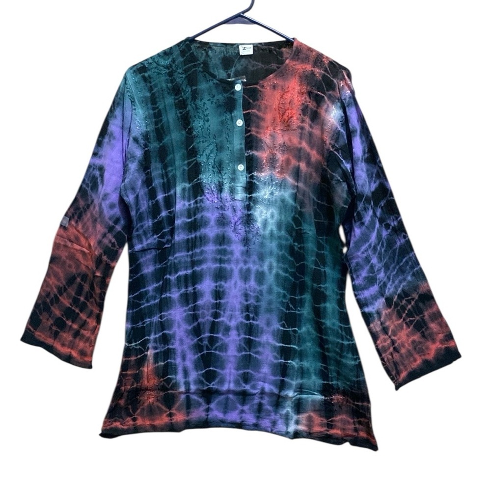 Women’s Red and Purple Casual Button Down Shirt